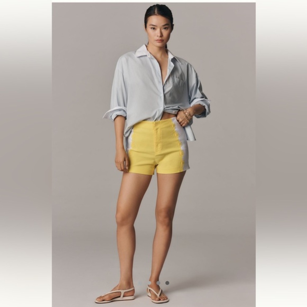 NWT Maeve Surf City Linen Blend Embellished Shorts | US 0 / UK 4 - Picture 4 of 13